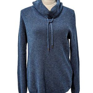 Ralph Lauren Cotton Knit Sweater Blue Pullover Tunic Cowl Neck